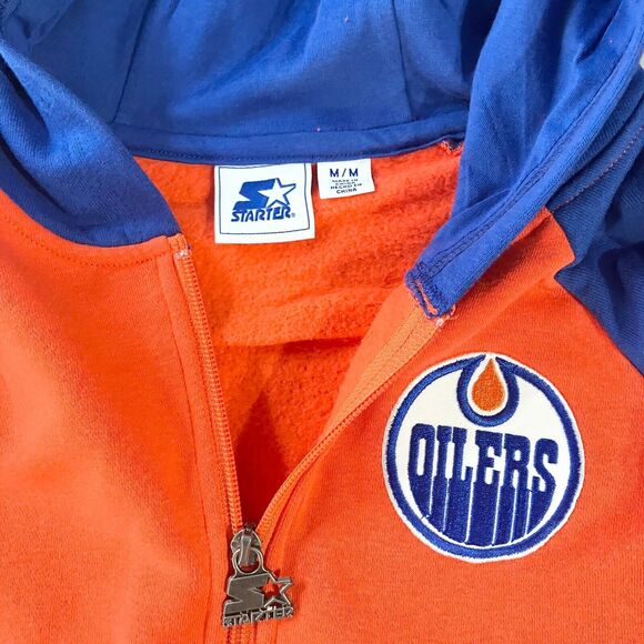 Starter Edmonton Oilers Sweatshirt Mens Medium Pullover 1/4 Zip Oversized New - Picture 6 of 10
